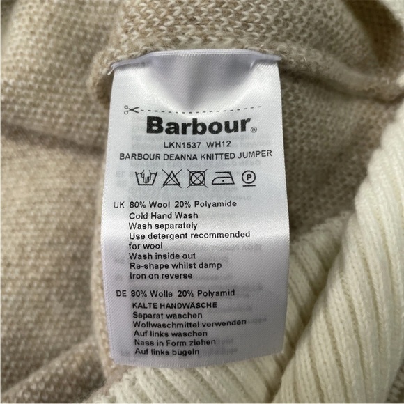 Barbour Womens Deanna Knitted Jumper Sweater Winter White Tartan Size 12 Wool - Picture 7 of 7
